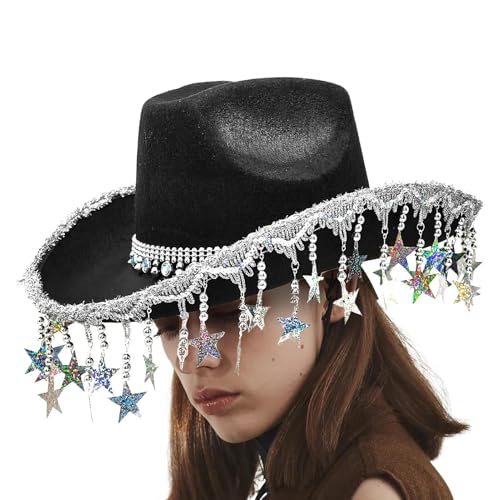 Lnhgh Sprudelnde Cowgirl -Hüte, Mädchen Cowgirl Hut mit Quasten - Glitzernde Cowgirl Hat Party Kostüme - Glitzernde Kopfbedeckung mit fünffachen Star Quasten für Frauen Maskerade-Event Lnhgh Sprudelnde Cowgirl -Hüte, Mädchen Cowgirl Hut mit Quasten - Glitzernde Cowgirl Hat Party Kostüme - Glitzernde Kopfbedeckung mit fünffachen Star Quasten für Frauen Maskerade-Event von Lnhgh