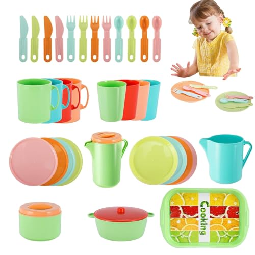Lnhgh Teeparty-Set für Kinder, Teeservice für Kleinkinder,Spielküchen-Set | Teeservice für kleine Mädchen, Kinderspiel-Teeservice, Küchenspielzeug, Lernspielzeug für Kinder, Teeparty und Spaß von Lnhgh