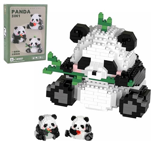 Lnjya 3 In1 Panda Bausteine Set, Mini Panda Bauspielzeug, 720 Stück Panda Bauspielzeug Building Block Sets, Bausteine Spielzeug Bricks Tier Bauen Bauklötze Figuren Bauspielzeug für Kinder Ab 6 Jahren von Lnjya