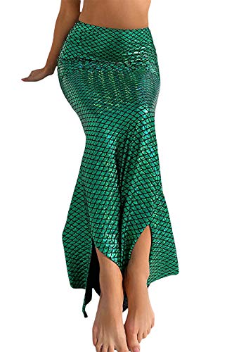 Loalirando Damen Meerjungfrau Kostüm Halloween Mermaid Bühnenkostüme Pailletten Maxirock Cosplay Karneval Abendkleid (Grün Kleid, L) von Loalirando