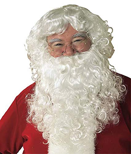 Loalirando Weihnachtsmann Nikolauskostüm Kostüm für Herren Mit- Mütze,Gürtel und Handschuhe,Größe S-2XL,Rot (Bart/Perücke, One Size) von Loalirando