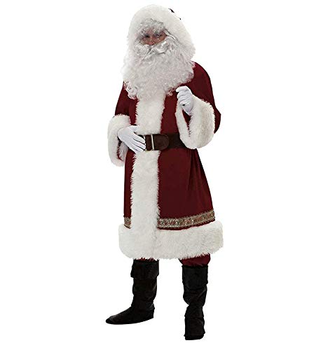 Loalirando Weihnachtsmann Nikolauskostüm Kostüm für Herren Mit- Mütze,Gürtel und Handschuhe,Größe S-2XL,Rot (Weinrot, M) von Loalirando
