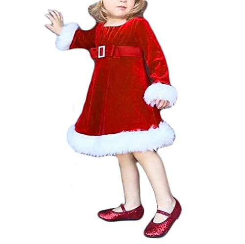 Weihnachtskleid für Mädchen / Babys, Weihnachtskleidung, für den Winter, mit langen Ärmeln (6 Monate - 5 Jahre), Schlauch, Manga Larga, Rot, Manga Larga 2-3 Jahre von Loalirando