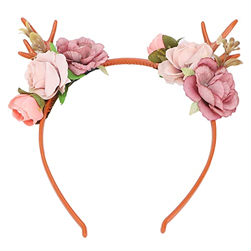 Loboo Idea Moda Blumengeweih Dademia Blumengirlande Krone für Party Cosplay Boda Navidad (Dunkelrosa) von Loboo Idea