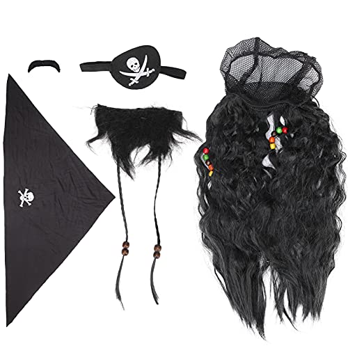 Pirate Style Black Braided Fake Beard Moustache Set Wig Headscarf for Halloween Party Costume Pirate Style Black Braided Fake Beard Moustache Set Wig Headscarf for Halloween Party Costume von Loboo Idea