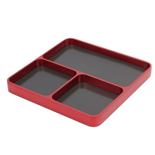 Locadence LOCADENZ RC Reparaturschraubenschale, 3 Gitter Aluminiumlegierungen Teile Tablett, Separate lagerungsstile Aussehenswerkzeugschalen, Schraubenfixierungswerkzeughalterplatte (Rot) von Locadence