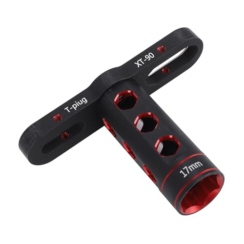Locadenz 1/10 RC -Autowerkzeug, Sechskantadapter -Radschlüssel, 17mm XT90 T Stecker Sechskantschlüssel Rot Schwarz, Aluminiumlegierrad Sechskantnuss -Sockelschlüsselschlüssel von Locadence