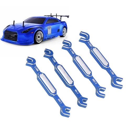 Locadenz 4pcs RC -Spannschlossschlüssel, 3,0 3.2 3.5 3.7 4.0 5,0 5,5 6,0 mm RC -Schraubenschlüssel, Aluminiumlegierungs -Spannschloss -Nussball -Gelenkentferner (Blau) von Locadence