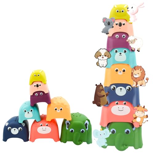 Locisne 8 Stück Mehrfarbig Stapelspielzeuge mit Verschiedenen Tiermustern und Verschiedenen Größen, Kindgerecht, Tierbild, Bunt Animal Party, für Jungen Mädchen, Kann Drinnen und Sraußen Sein Locisne 8 Stück Mehrfarbig Stapelspielzeuge mit Verschiedenen Tiermustern und Verschiedenen Größen, Kindgerecht, Tierbild, Bunt Animal Party, für Jungen Mädchen, Kann Drinnen und Sraußen Sein von Locisne