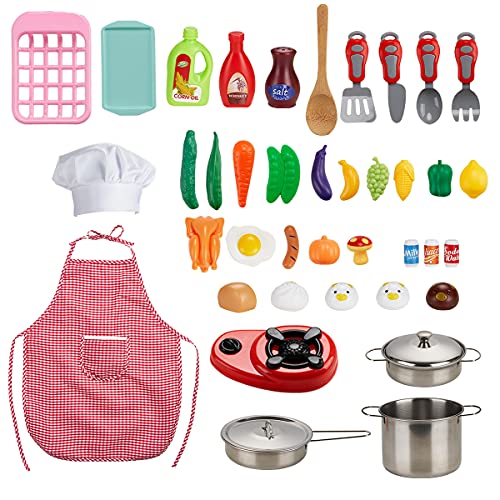 Locisne Küchenspiel für Kinder, 42-teilig, buntes Mini-Spielzeug – Küche aus Kunststoff aus Edelstahl mit Schürze und Kochmütze, Hack-Set Locisne Küchenspiel für Kinder, 42-teilig, buntes Mini-Spielzeug – Küche aus Kunststoff aus Edelstahl mit Schürze und Kochmütze, Hack-Set von Locisne