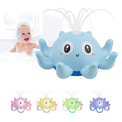 Locisne Octopus Induktions-Wasserspray-Baby-Badespielzeug, Außenpool-Brunnen, 4 Farben LED-Licht, lustiges Design, Meer-Ozean-Tier, elektrisch, schwimmendes Spielzeug für Kleinkinder ab 3 Jahren-Blau von Locisne