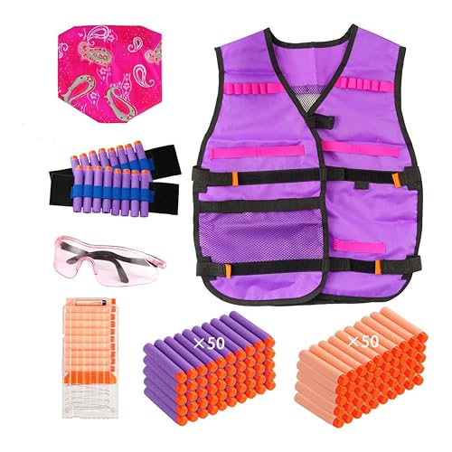 Locisne Tactical Vest für Mädchen, Tactical Vest Kit mit 100 Nachfüllkugeln, 2 Armbändern, 1 Schalmaske, 1 Schutzbrille, 1 Dart Reload Clip für N-strike Elite Series Locisne Tactical Vest für Mädchen, Tactical Vest Kit mit 100 Nachfüllkugeln, 2 Armbändern, 1 Schalmaske, 1 Schutzbrille, 1 Dart Reload Clip für N-strike Elite Series von Locisne