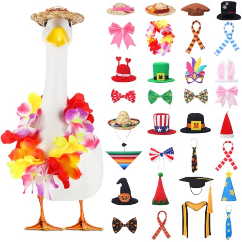 Locmeo 16-teiliges Set für Veranda, Gans, alle Jahreszeiten, Herbst, Halloween, Festival, 58,4 cm, Rasengans-Kleidung für Terrasse, Hof (sortiert) von Locmeo