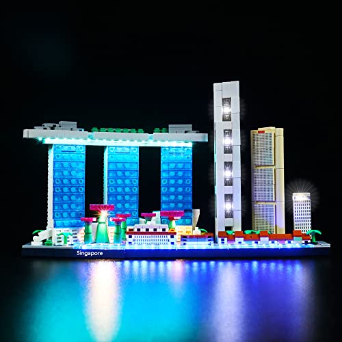 Led Licht Set für Lego Architecture Singapur,Dekorations Led Beleuchtungs Set für Lego 21057 Skyline Collectible Light Kit,Home Büro Deko Creative Gift,Nur Lichter-Set,kein Lego Modell (Singapur) von LocoLee