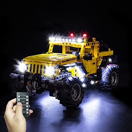 Led Licht Set für Lego Jeep Wrangler,Dekorations Led Beleuchtungs Set für Lego 42122 Technic 4x4 Spielzeugauto Offroad Geländewagen Light Kit,Nur Lichter Set,kein Lego Modell (Fernbedienung) von LocoLee