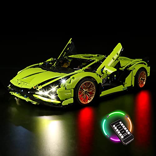 Led Licht Set für Lego Lamborghini Sián FKP 37, Led Beleuchtungs Set für Lego 42115 Technic Lamborghini Sián FKP 37 Rennauto - Nur Lichter Set, Kein Modell (Fernbedienung Version) von LocoLee