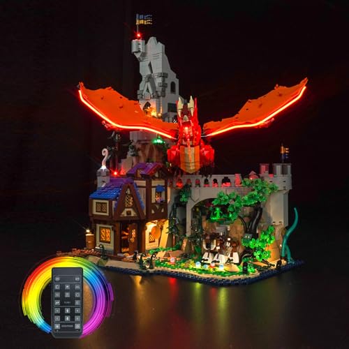 Licht Set für Lego Dungeons & Dragons: Die Sage vom Roten Drachen 21348, Nur Lichter Set - Kein Modell, Fernbedienung Version Licht Beleuchtungs Set für Lego 21348 Die Sage vom Roten Drachen von LocoLee