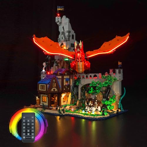 LocoLee Licht Kompatibel mit Lego Dungeons & Dragons: Die Sage vom Roten Drachen 21348, Nur Lichter Set - Kein Modell, Fernbedienung Licht Beleuchtungs Compatible with Lego 21348 Dungeons von LocoLee