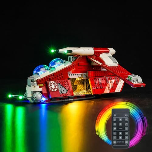 LocoLee Licht Kompatibel mit Lego Gunship der Coruscant-Wachen, Beleuchtungs Compatible with Lego 75354 Star Wars Coruscant Guard Gunship - Nur Lichter Set, Kein Modell (Fernbedienung Version) von LocoLee
