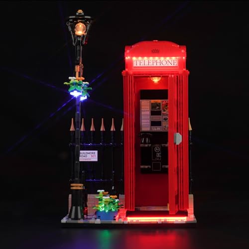 LocoLee Licht Kompatibel mit Lego Red London Telephone Box, Nur Lichter Set - Kein Modell, Licht BeleuchtungSet Compatible with Lego 21347 Red London Telephone Box von LocoLee