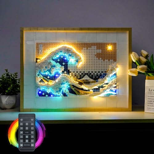 LocoLee Fernbedienung Licht Set Kompatibel mit Lego 31208 Hokusai – The Great Wave - Nur das Licht - Set, kein Modell, Dekorative Beleuchtung Set Compatible with Lego The Great Wave 31208 Art von LocoLee