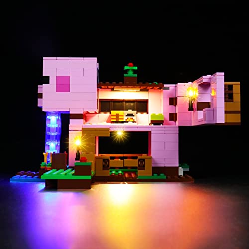 LocoLee LED Licht Kit Kompatibel mit Lego Minecraft Das Schweinehaus Bauset (KEIN Modell, nur Licht Kit), Licht Kompatibel mit Lego 21170 Schweinehaus Bauset für Fans - KEINE LEGO's mit Licht Kit von LocoLee