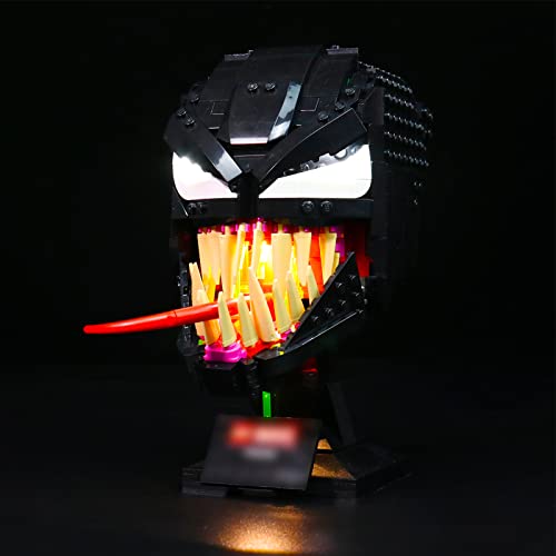 LocoLee Led Licht Set Kompatibel mit LEGO Venom Maske,Dekorations Led Beleuchtungs Kompatibel mit LEGO 76187 Venom Helm Collectible Light Kit,Nur Lichter-Set,kein Model(Klassische Ausführung) von LocoLee