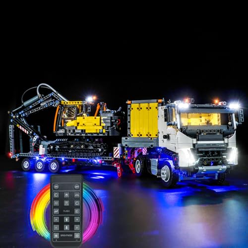 LocoLee Licht Kompatibel mit Lego Technic Volvo FMX LKW mit EC230 Electric Raupenbagger Fernbedienung Version, Nur Lichter Set - Kein Modell, Licht BeleuchtungSet Compatible with LEGO 42175 von LocoLee
