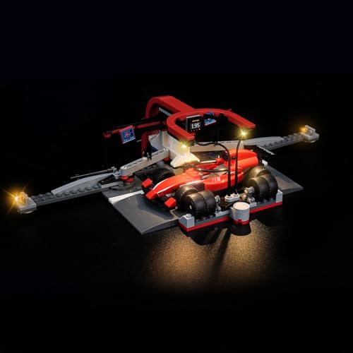 LocoLee Licht Set Kompatibel mit Lego 60443 F1 Pit Stop & Pit Crew with Ferrari Car - Kein Modell, Dekorative Beleuchtung Set Compatible with Lego Boxenstopp mit Boxencrew und Ferrari Flitzer City von LocoLee