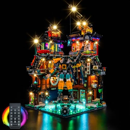 LocoLee Licht Set Kompatibel mit Lego 71837 NINJAGO City Workshops - Nur das Licht - Set, kein Modell, Fernbedienung Dekorative Beleuchtung Set Compatible with Lego NINJAGO City Werkstätten 71837 von LocoLee