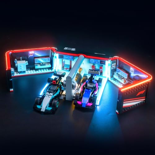 LocoLee Licht Set Kompatibel mit Lego F1 Garage mit Mercedes-AMG & Alpine Rennautos, Nur Lichter Set - Kein Modell, Licht Beleuchtung Set Compatible with Lego 60444 von LocoLee
