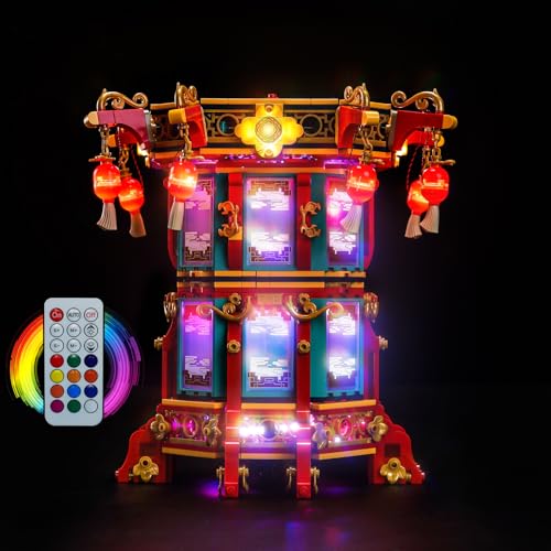 LocoLee Licht Set Kompatibel mit Lego Wandelnde Laterne 80116 RGB - Fernbedienung Version, Nur Lichter Set - Kein Modell, Licht Beleuchtung Set Compatible with Lego Trotting Lantern 80116 von LocoLee