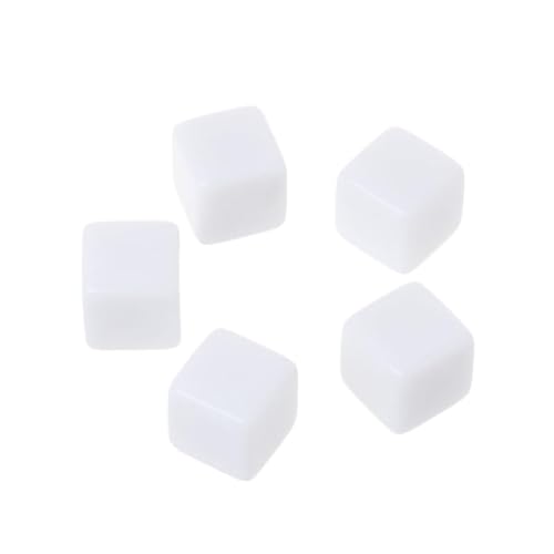 Lodoot 10 Stück weiße 14 mm Acryl mit 6 Seiten für Party, Familie, Spiele, Kinder, quadratische Würfel von Lodoot