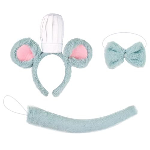 Lodoot Haarreif in Form von Kochmütze, Maus-Muster, Ohren, Stirnbänder, schöne Cosplay-Kopfbedeckung für Kochbegeisterte, Kochmütze, graue Maus-Ohren, Stirnband Lodoot Haarreif in Form von Kochmütze, Maus-Muster, Ohren, Stirnbänder, schöne Cosplay-Kopfbedeckung für Kochbegeisterte, Kochmütze, graue Maus-Ohren, Stirnband von Lodoot