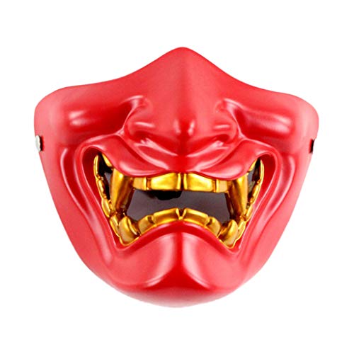 Lodoot Halloween Japanische Anime Harz Halbgesicht Böse Cosplay Kostüm Maskerade Party Requisiten Halloween Horror Geist Kopf mit Brille und Hut Maske halbes Gesicht von Lodoot