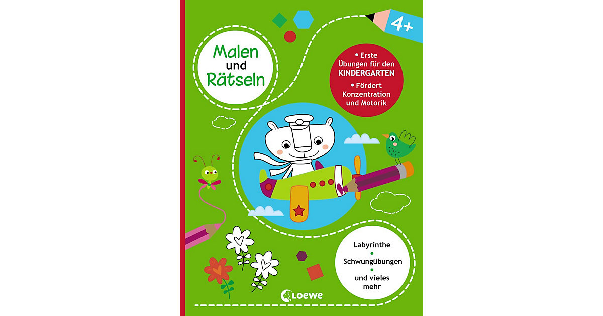 Buch - Malen und Rätseln - Erste Übungen den Kindergarten (4+)  Kinder von Loewe Verlag