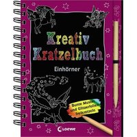 LOEWE VERLAG 978-3-7855-8674-7 Kreativ-Kratzelbuch Einhörner von Loewe