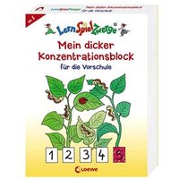 LOEWE VERLAG 978-3-7855-8730-0 LernSpielZwerge - Mein dicker Konzentrationsblock - Vorschule von Loewe