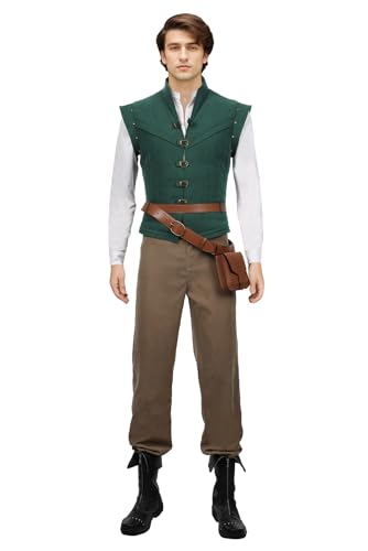 Lofeery Prinz Flynn Rider Eugene Cosplay-Outfits für Erwachsene, Weste, Hemd, Hose, komplettes Set, Kostüm für Herren, Halloween Lofeery Prinz Flynn Rider Eugene Cosplay-Outfits für Erwachsene, Weste, Hemd, Hose, komplettes Set, Kostüm für Herren, Halloween von Lofeery