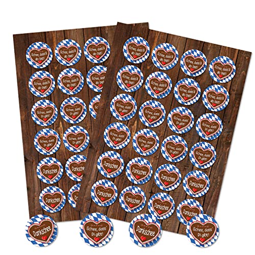 Logbuch-Verlag 48 Schön dass Du da bist Danke Aufkleber rund Bayern Oktoberfest Hochzeit Sticker bayerisch blau weiß kariert von Logbuch-Verlag