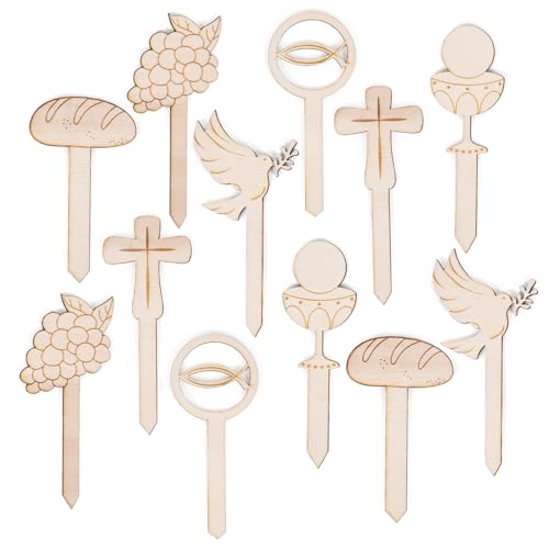 Logbuch-Verlag 12 kleine Kommunion Deko Caketopper Muffin Kuchen Holzstecker für Taufe Tortendeko Kuchendeko christliche Symbole 10 cm Logbuch-Verlag 12 kleine Kommunion Deko Caketopper Muffin Kuchen Holzstecker für Taufe Tortendeko Kuchendeko christliche Symbole 10 cm von Logbuch-Verlag
