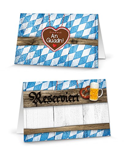 Logbuch-Verlag 25 Schilder Tischreservierung Bayerisch blau weiß für Restaurants Biergarten Tischdeko von Logbuch-Verlag