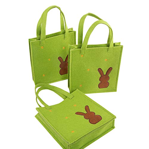 Logbuch-Verlag 3 Ostern Filztaschen Osternest Verpackung 18,5 x 16 x 5 Osterhase für Kinder u. Erwachsene grün braun von Logbuch-Verlag