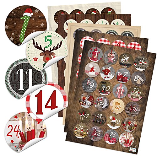 Logbuch-Verlag 5 x 24 Adventskalender Zahlen 1-24 Aufkleber - für 5 Kalender - runde Zahlenaufkleber 4 cm selbstklebend von Logbuch-Verlag