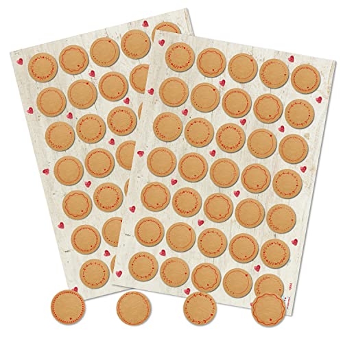 Logbuch-Verlag 70 kleine Sticker rund Kraftpapier-Optik natur rot mit Herzen zum Beschriften Beschreiben für Gläser Flaschen rund 3,2 cm Logbuch-Verlag 70 kleine Sticker rund Kraftpapier-Optik natur rot mit Herzen zum Beschriften Beschreiben für Gläser Flaschen rund 3,2 cm von Logbuch-Verlag