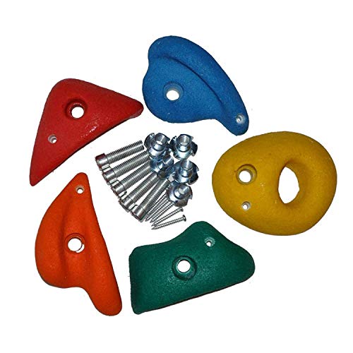 Loggyland Klettersteine für Kletterwand 5 Stück mittel aus massivem Kompositmaterial mit hoher Griffigkeit auch bei Nässe von Loggyland