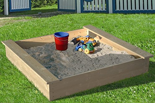 Loggyland Sandkasten aus naturbelassenem Massivholz 140x140cm von Loggyland