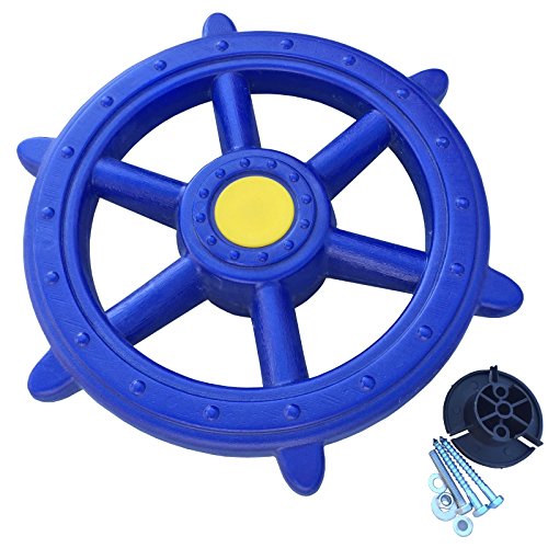 Loggyland Schiffslenkrad Piratenlenkrad Lenkrad Ø 52cm blau - für Kletterturm Spielschiff Spielturm mit Geräuschen Zubehör von Loggyland