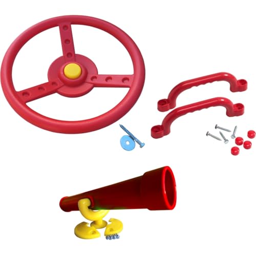 Loggyland Zubehörset für Spielturm Lenkrad, Fernrohr und Handgriffe, rot Loggyland Zubehörset für Spielturm Lenkrad, Fernrohr und Handgriffe, rot von Loggyland