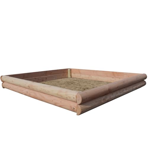 Sandkasten aus Lärchenholz, 150x150 cm, Halbpalisaden Ø 10 cm, Höhe 19/29 cm (Höhe 19 cm) von Loggyland